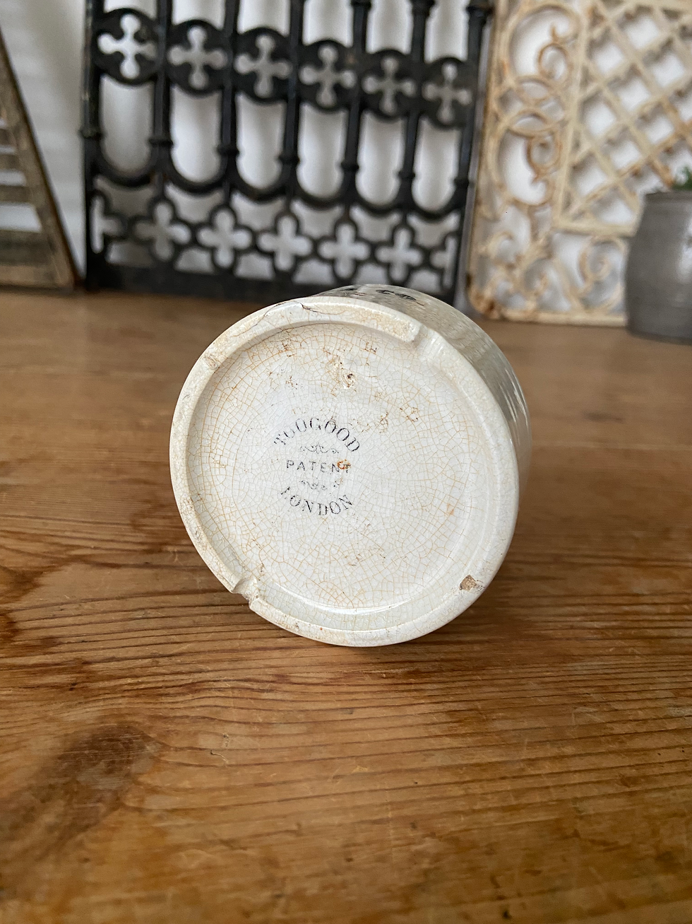 Thumbnail: Antique ironstone Duncan Flockhart pharmacy pot base - #3