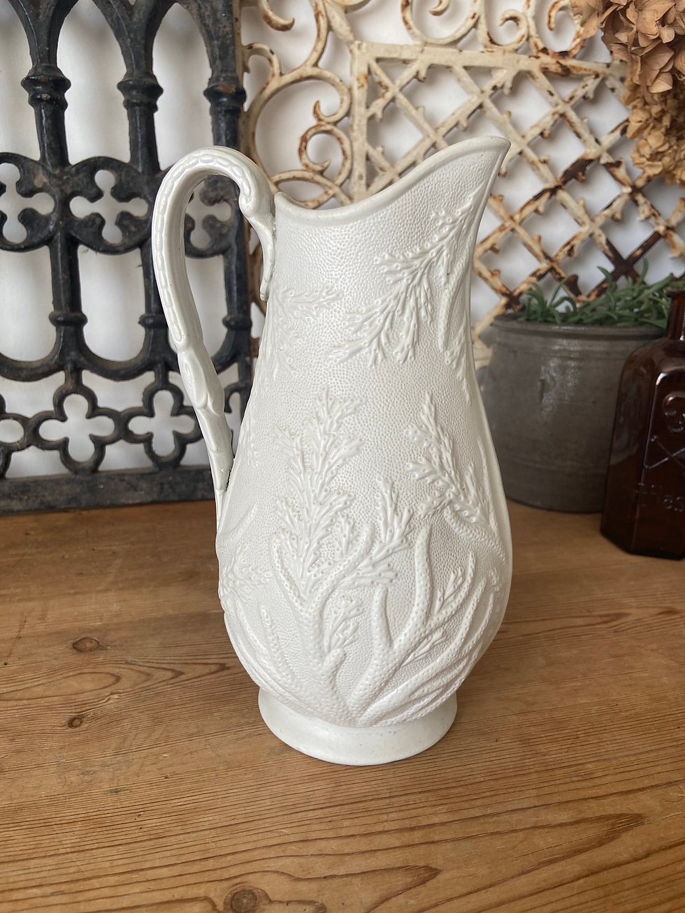 Thumbnail: Antique ironstone salt glaze jug - Coral & Seaweed