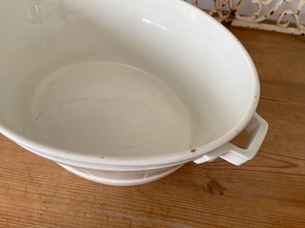 Thumbnail: Antique white ironstone coopered butter bowl - small