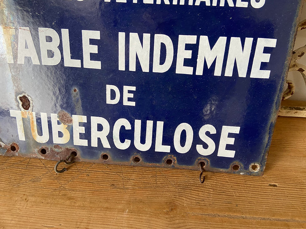 Thumbnail: Vintage French Veterinary enamel sign - tuberculosis-free stable