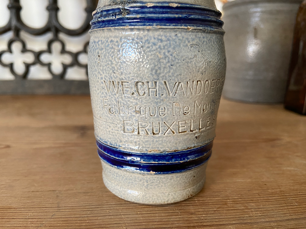 Thumbnail: Antique salt glaze Bruxelles Moutarde pot