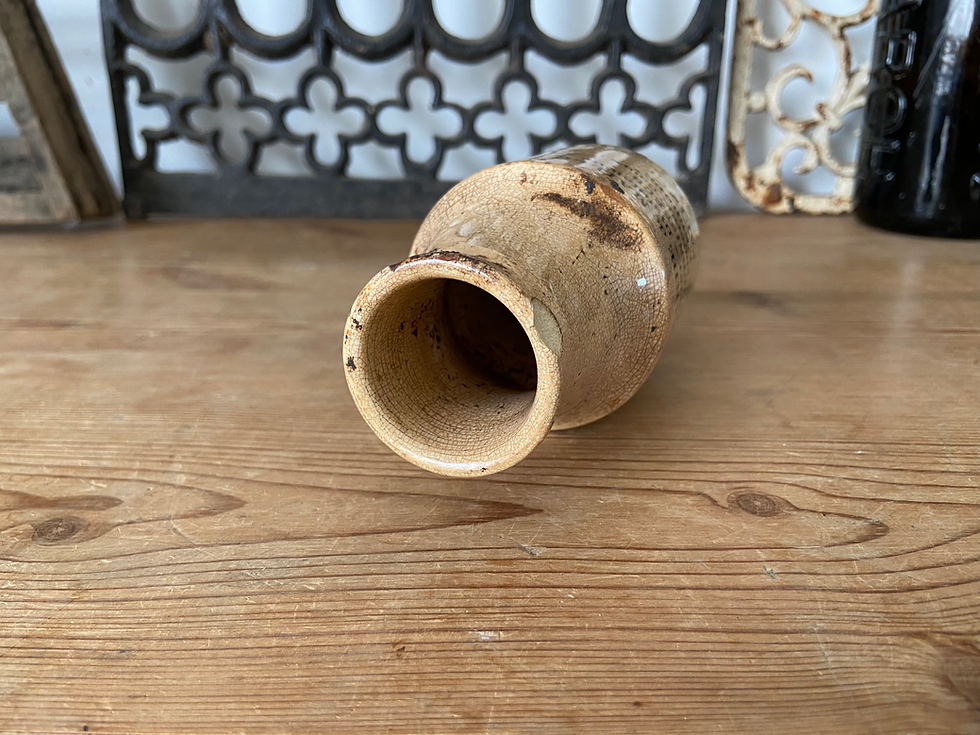 Thumbnail: Antique stained French ironstone Moutarde de Maille pot