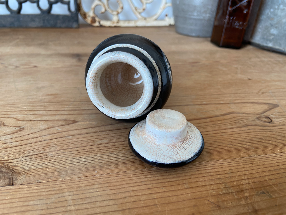 Thumbnail: Antique Creme du Jour ironstone pharmacy pot