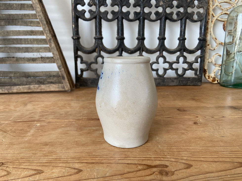 Thumbnail: Vintage Belgian salt glaze stoneware mustard pot - Crescent moon