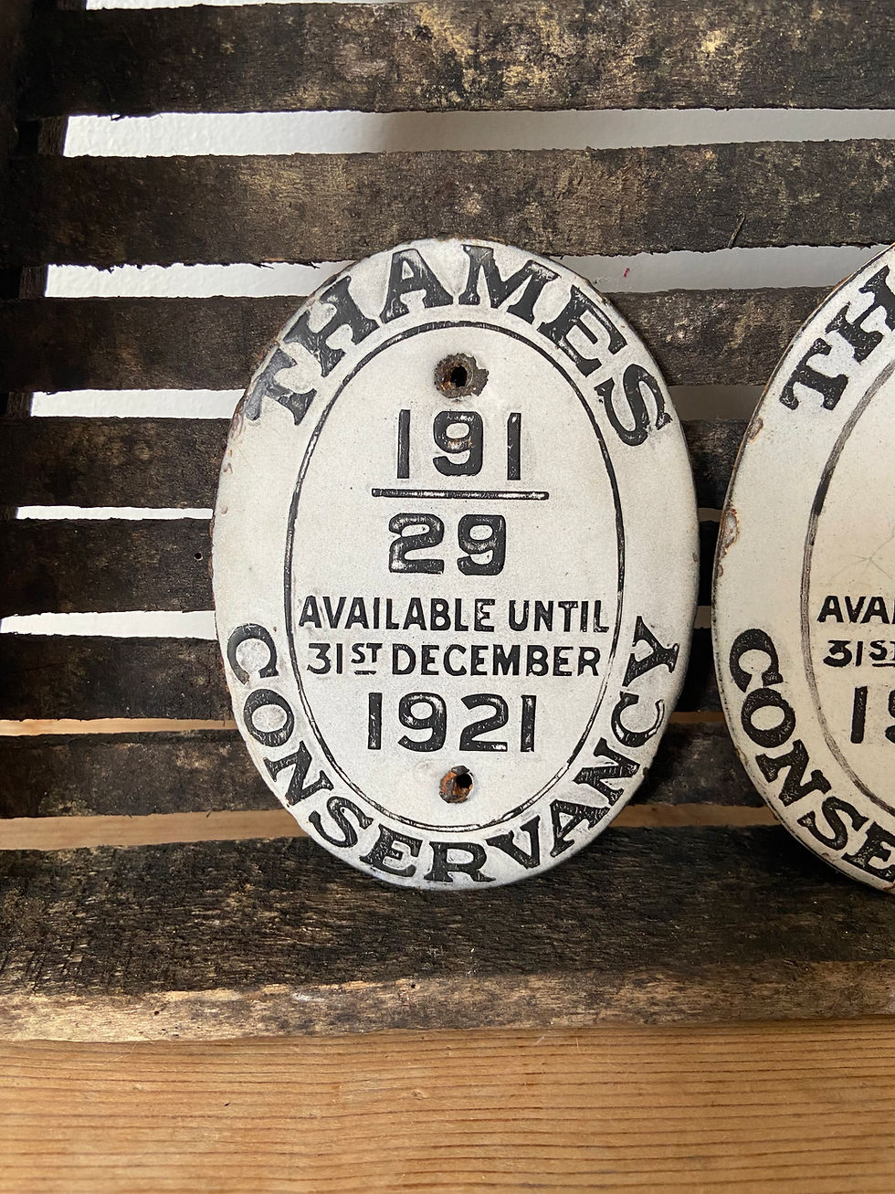 Thumbnail: 1x Antique Thames Conservancy boat license enamel plaque