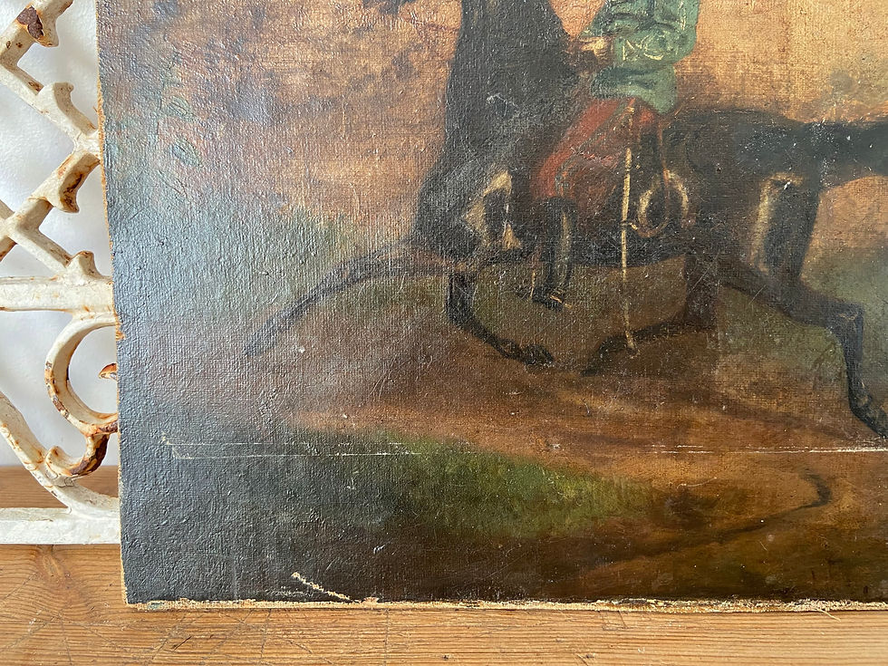 Thumbnail: 19thC French cavalry soldier oil painting
