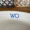 Thumbnail: Antique white ironstone pedestal cake stand - WO blue transfer footed dish