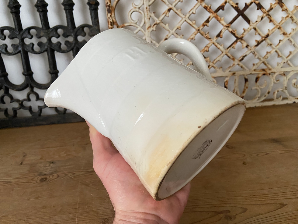 Thumbnail: Antique Belgian ironstone 1-1/2L embossed pitcher - Boch La Louviere 