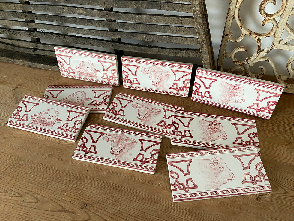 Thumbnail: Red Belgian butchers tiles - Céramique d'Hemixem, Gilliot & Cie.