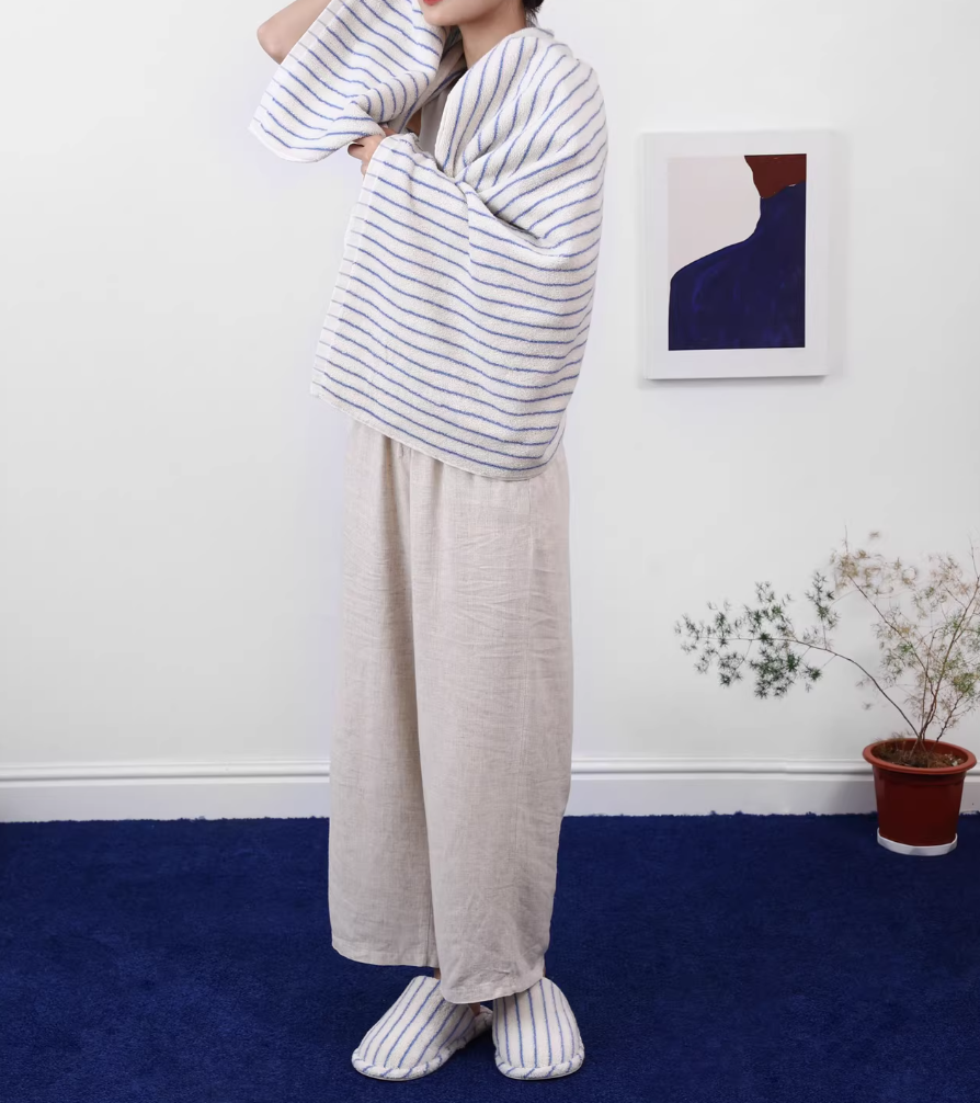 Thumbnail: Blue and White Striped Bath Towel