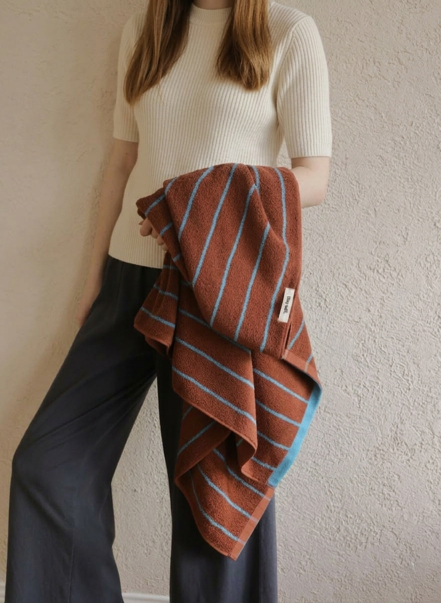 Thumbnail: Brown Striped Bath Towel