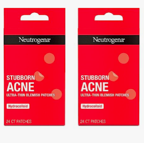 Neutrogena Stubborn Acne Blemish Patches, Ultra-Thin Hydrocolloid Acne Patch Absorbs Fluids & Removes Impurities To Help Pimples Look Smaller After One Use, 2 x 24 Patches