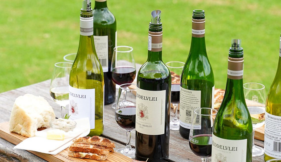 Image showing a selection of Middelvlei wines paired with braaibroodjies for a tasting.