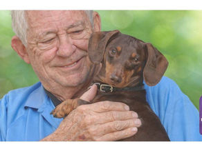 A pensioner with his dog on holiday