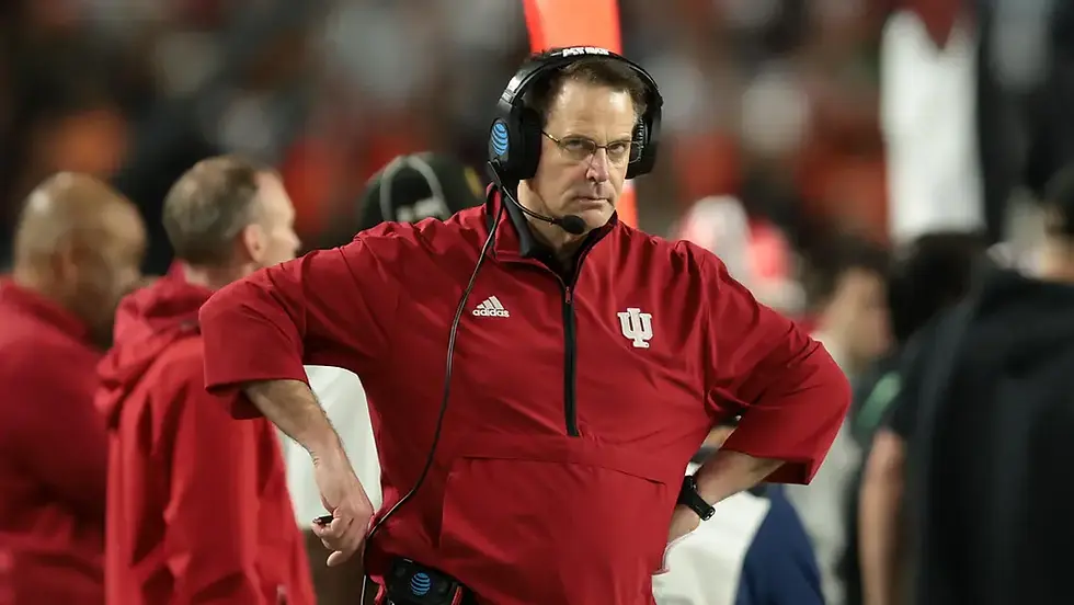 Jan 19, 2026; Miami Gardens, FL, USA; Indiana Hoosiers head coach Curt Cignetti looks on in the fourth quarter against the Miami Hurricanes during the College Football Playoff National Championship game at Hard Rock Stadium. Mandatory Credit: Sam Navarro-Imagn Images | Sam Navarro-Imagn Images