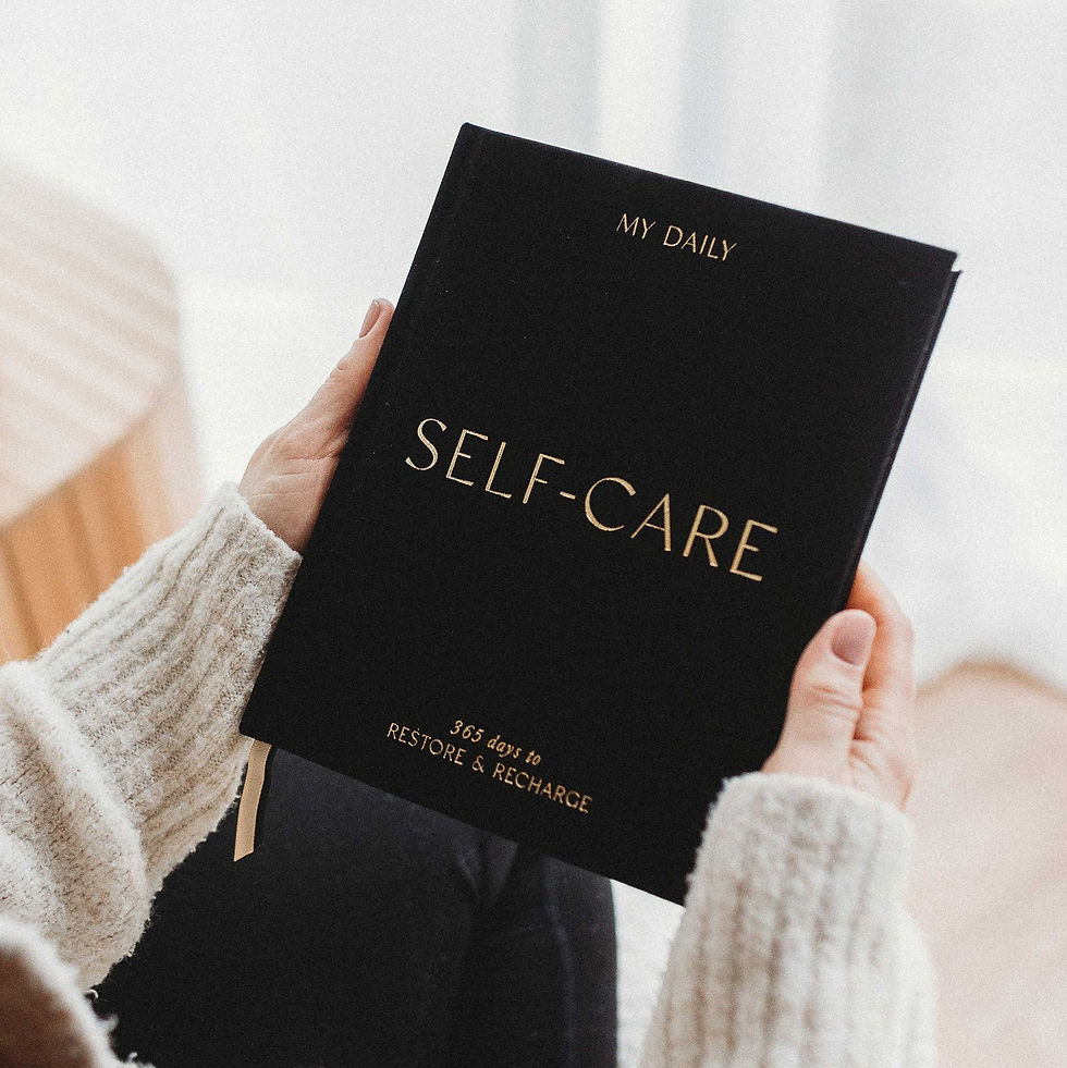 My daily self care wellness journal in black and almond colours