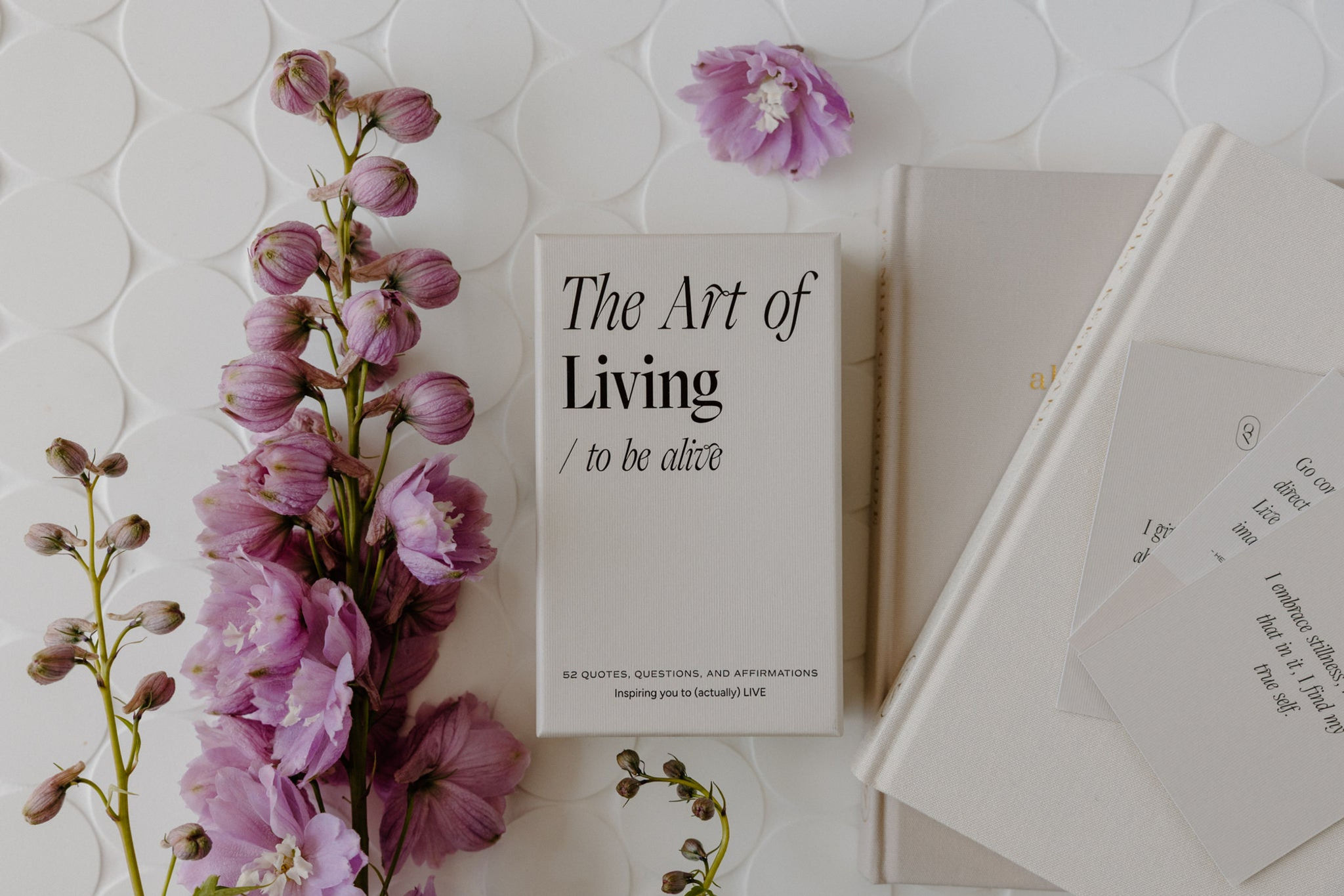 The art of living/to be alive card decl by olive and page in a white box