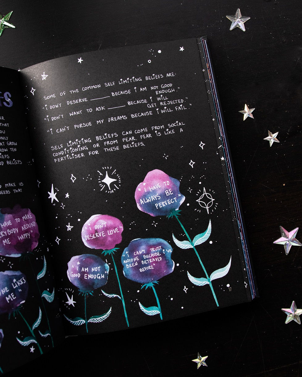 Thumbnail: black inside colour illustrated pages of journal A Journey Within