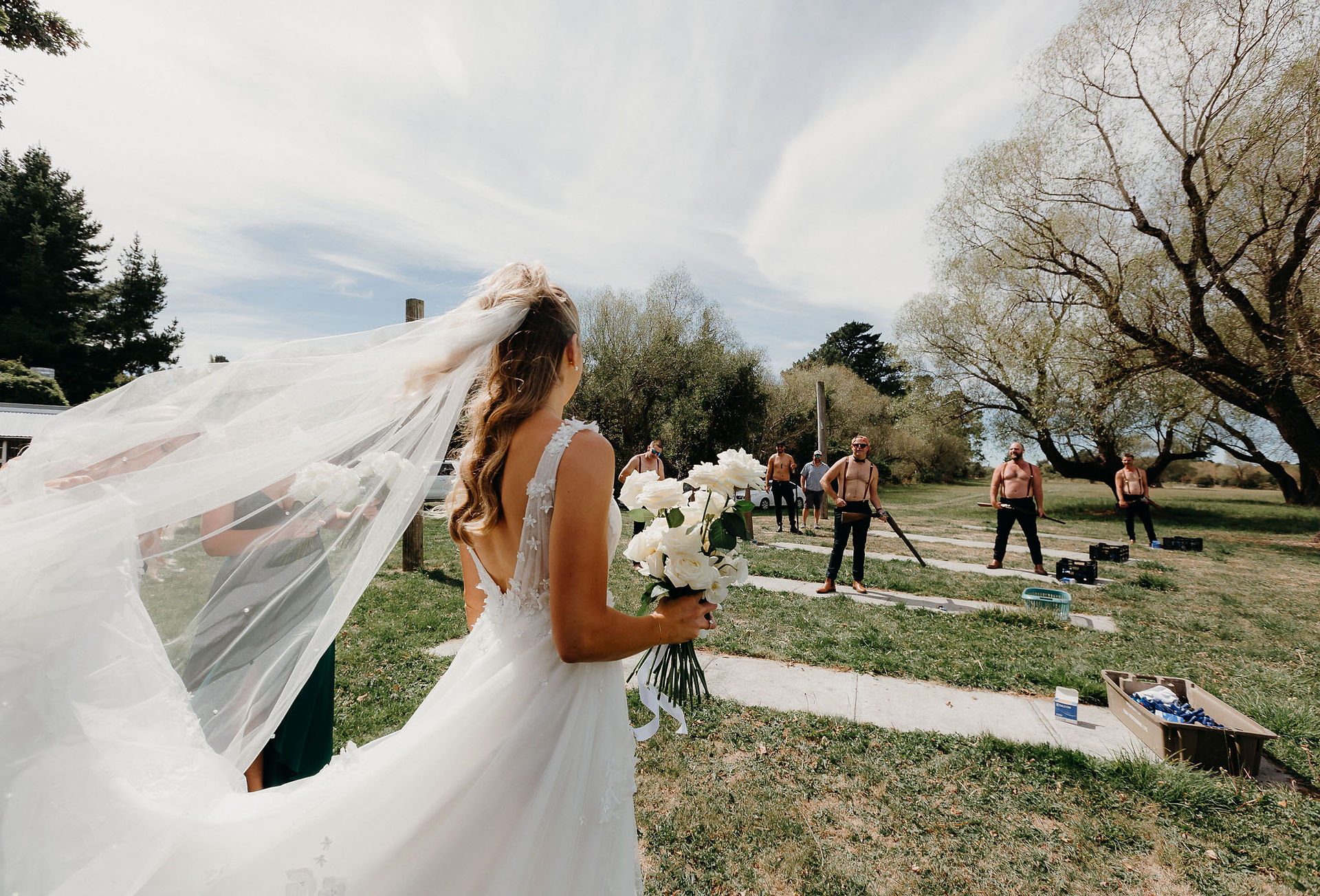 Bride and groom sharing a first look before their Canterbury wedding