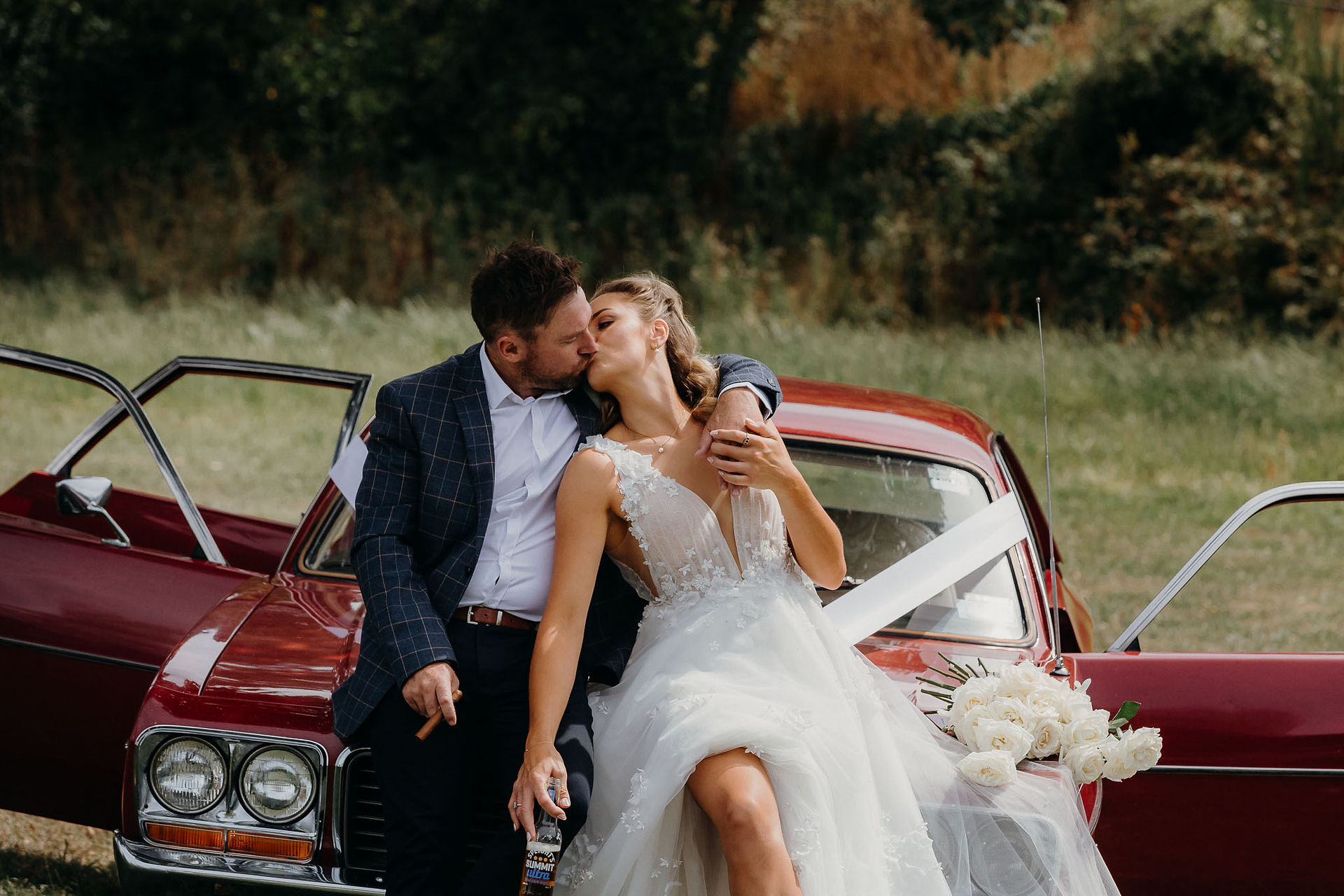 Bride and groom portraits before their Canterbury wedding