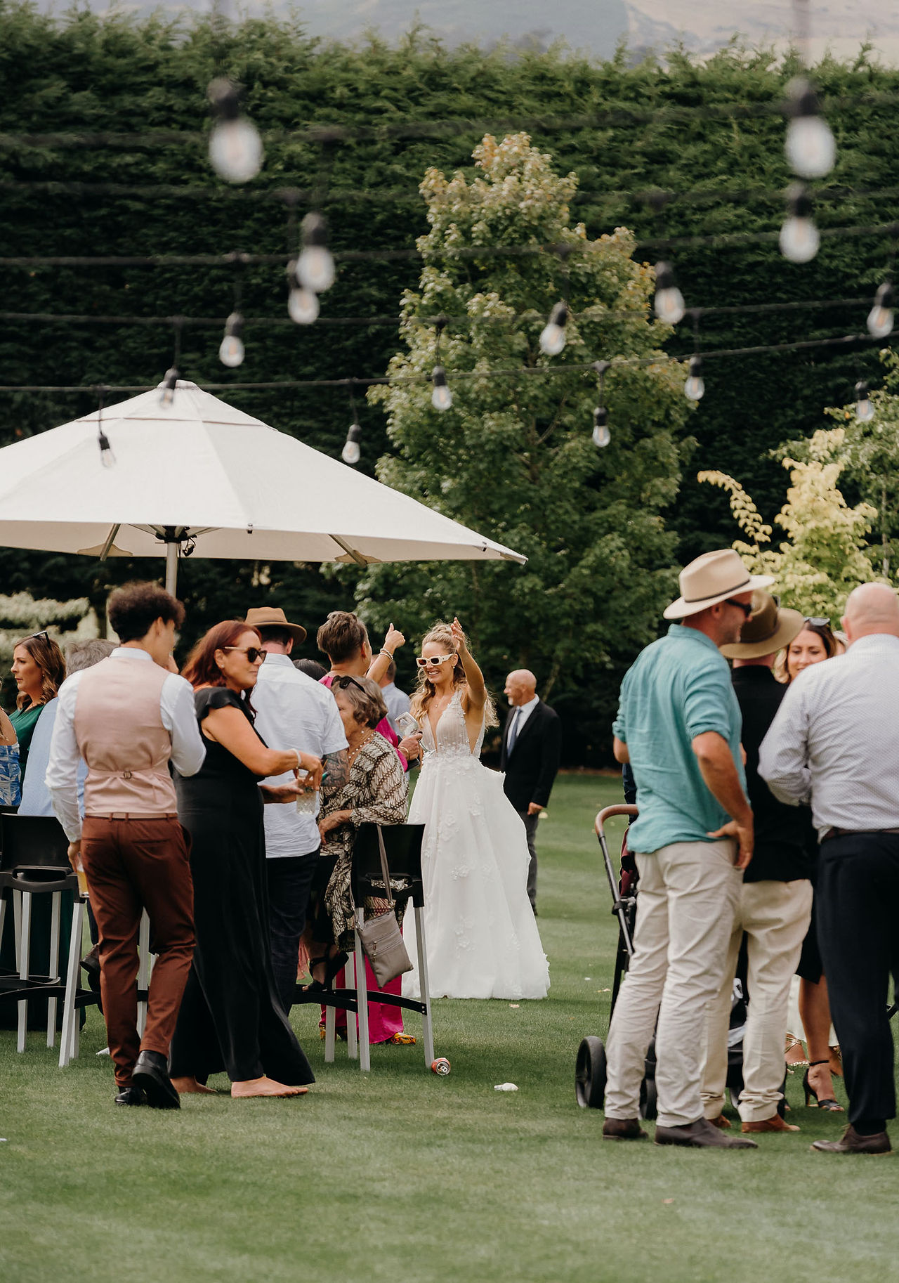 Relaxed cocktail hour at a North Canterbury wedding