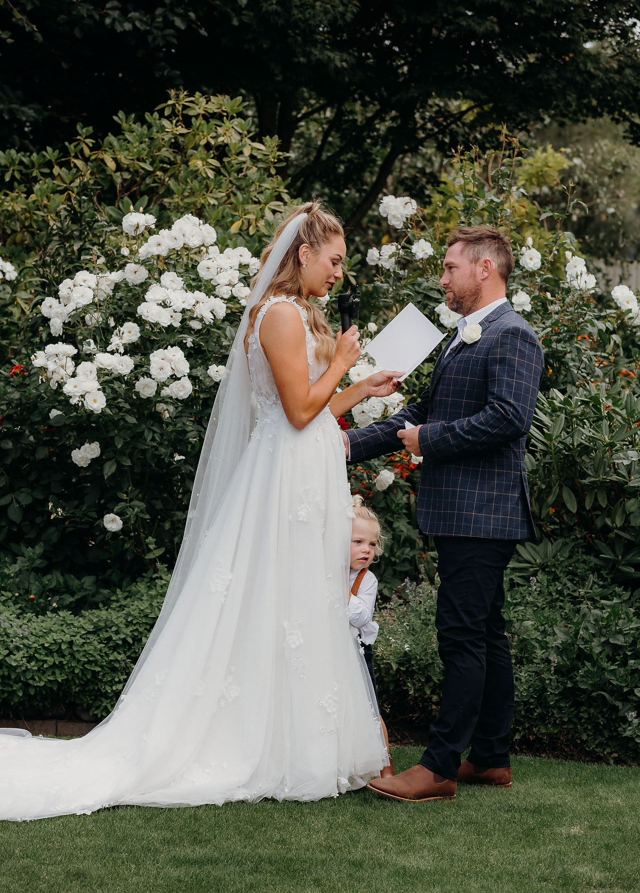 Bride and groom exchanging vows at a Canterbury wedding