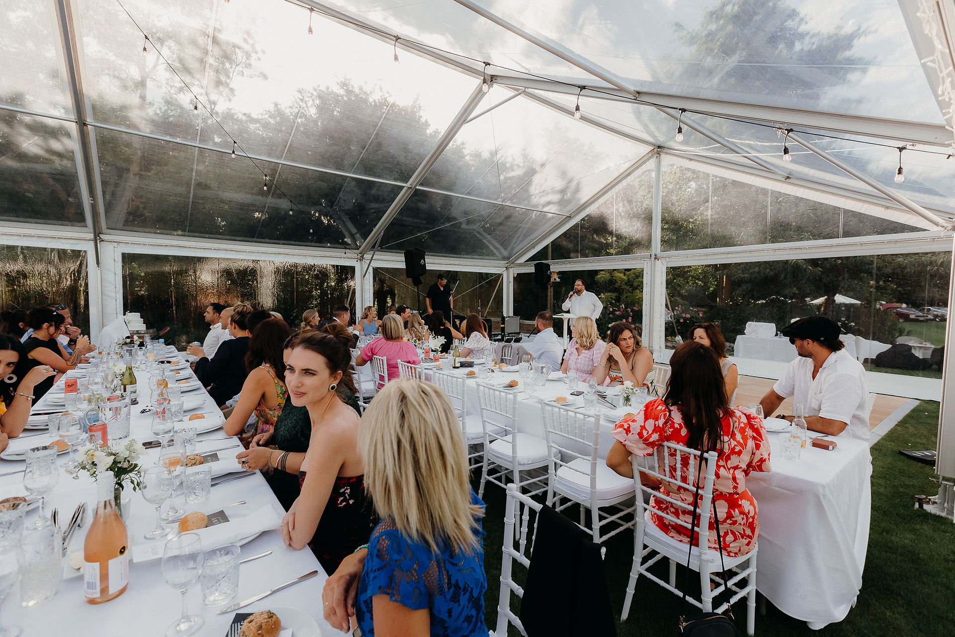 Clear marquee wedding reception at Joheen Estate