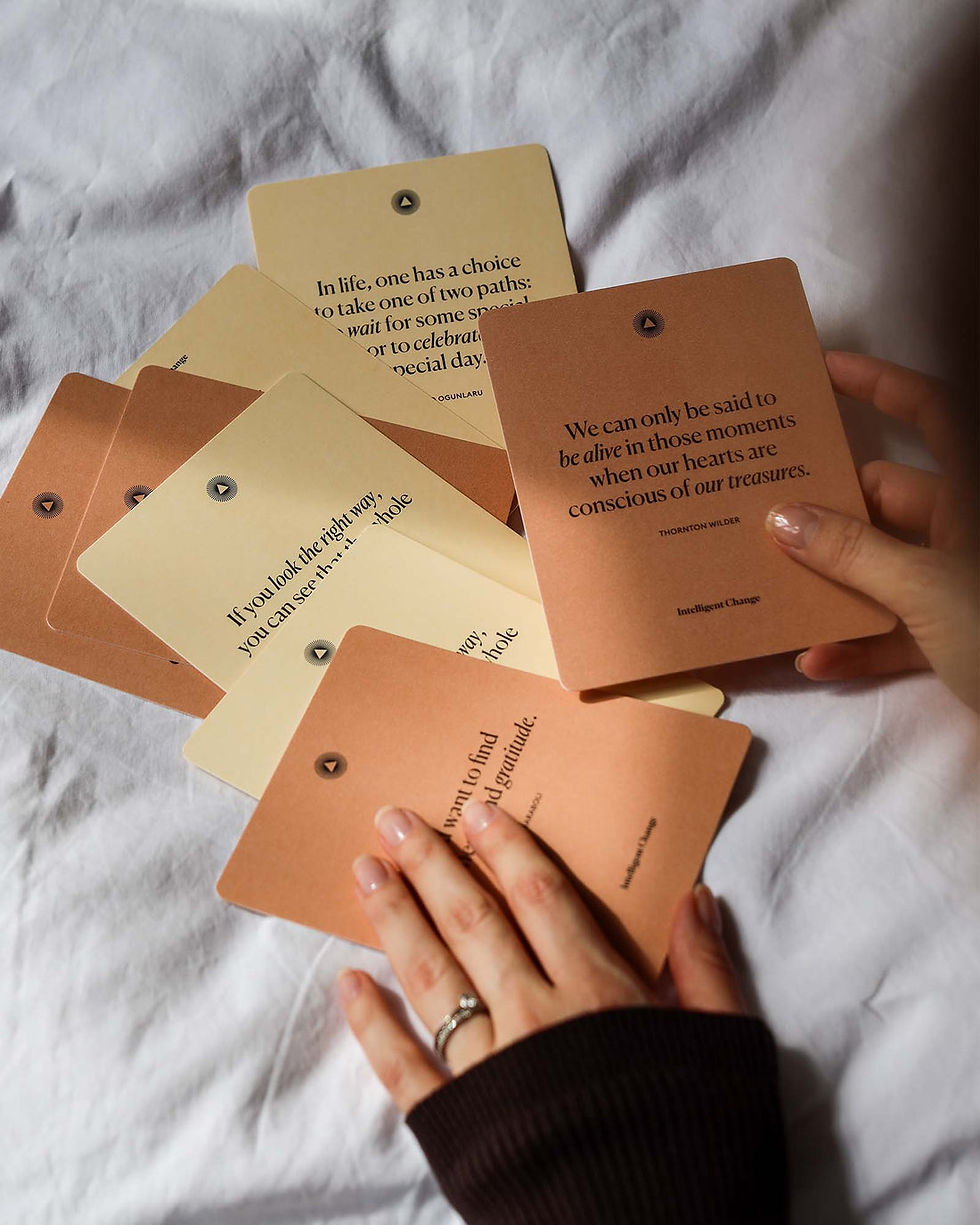 Thumbnail: brown box, affirmation cards with wooden stand by intelligent change