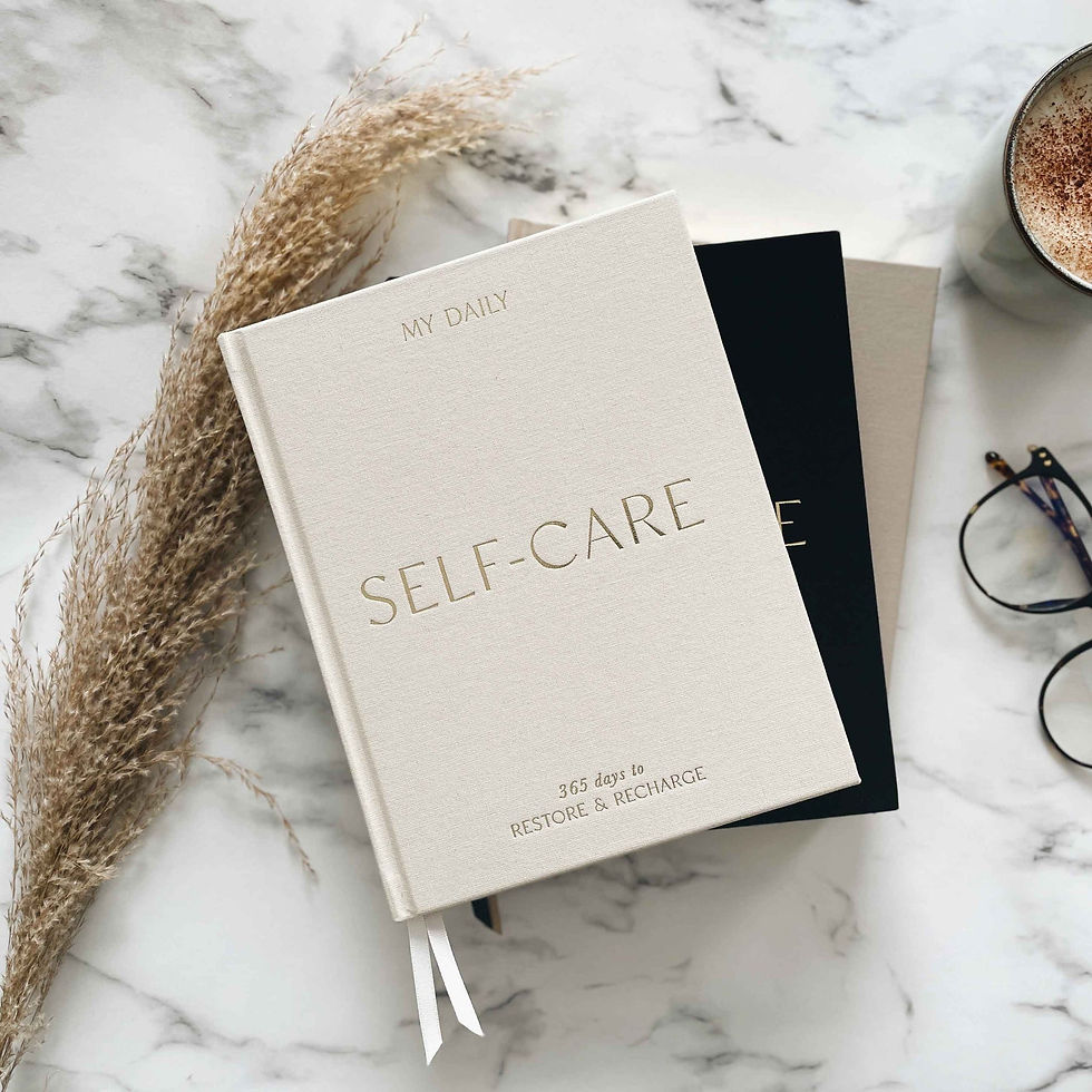 My daily self care wellness journal in black and almond colours