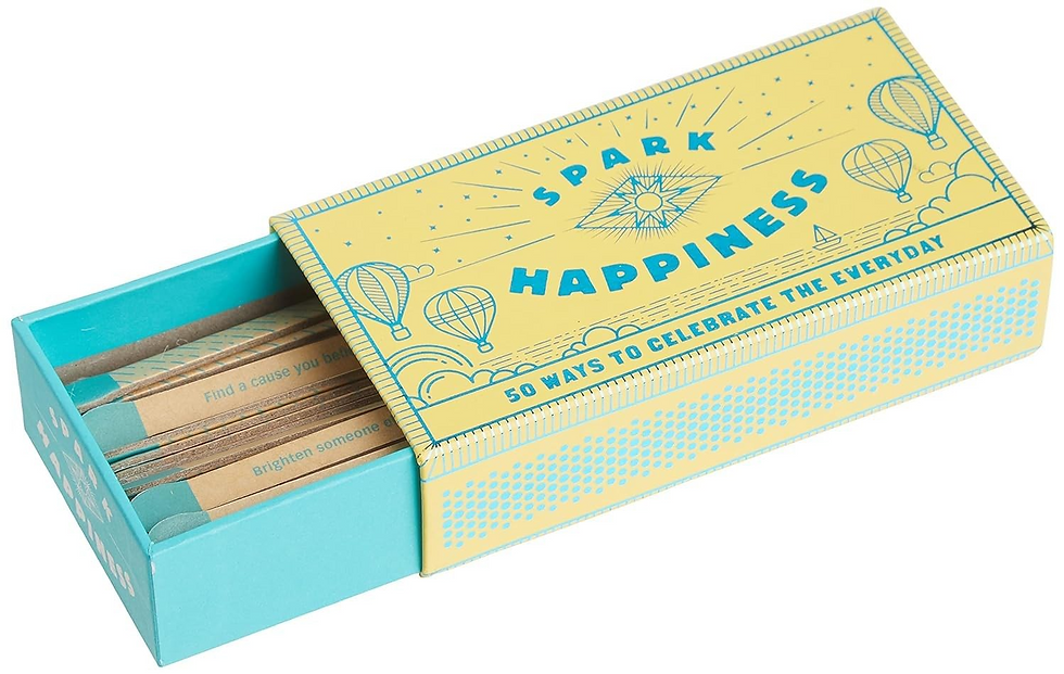 yellow and blue matchsticks and box with affirmations