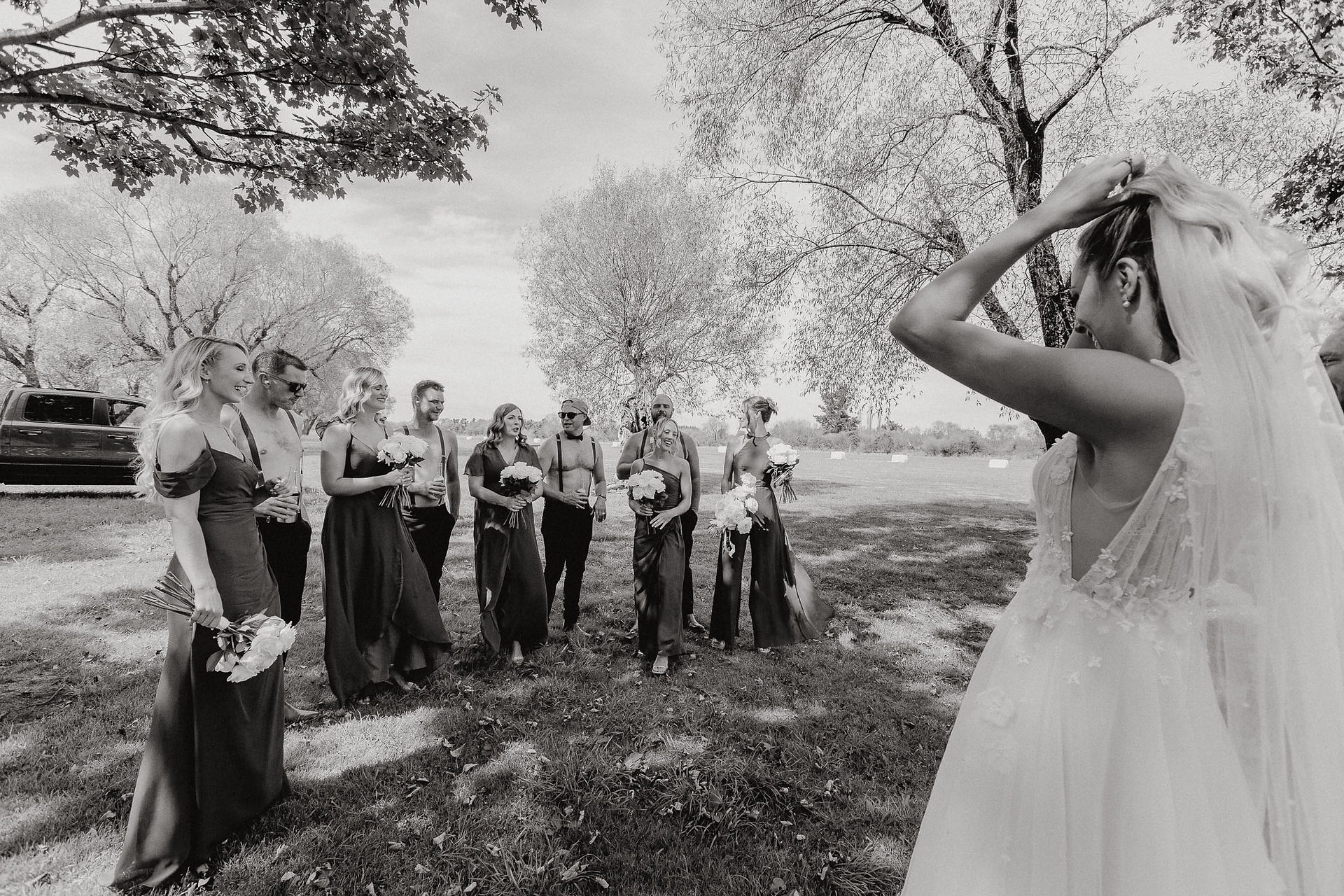 Bride and groom sharing a first look before their Canterbury wedding