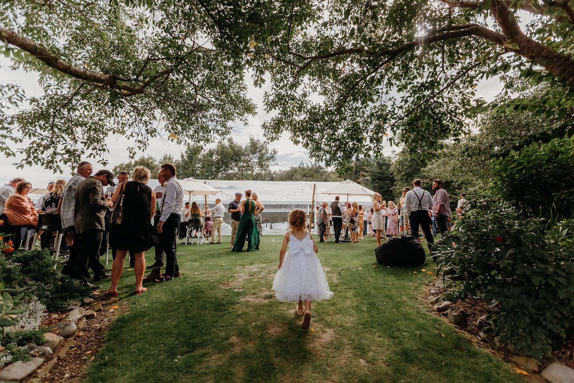 Relaxed cocktail hour at a North Canterbury wedding