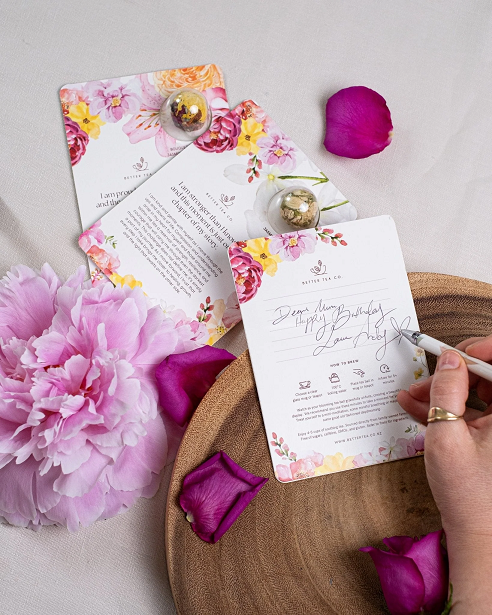 Thumbnail: blooming tea affirmation card with flower