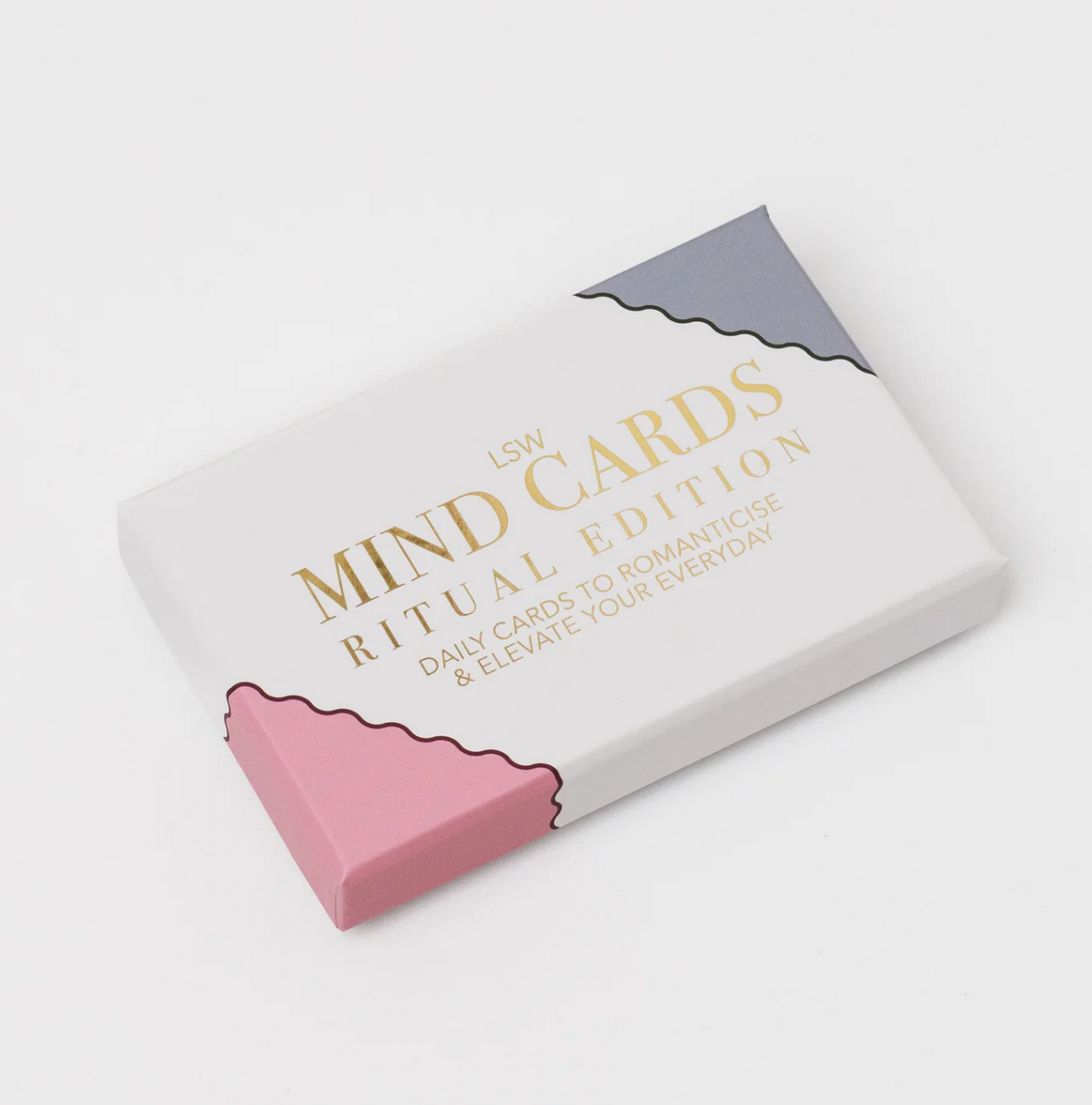 LSW London Mind Cards Ritual Edition box and ritual prompt cards in pink, white and grey packaging.