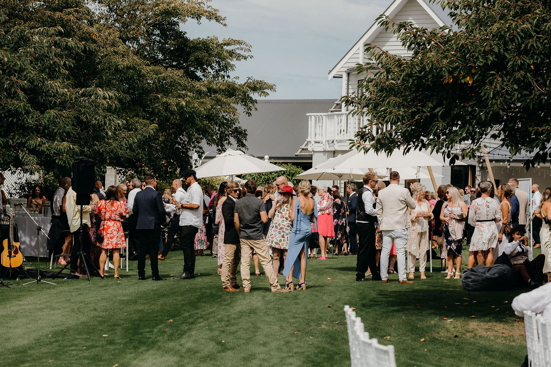 Outdoor garden ceremony at a North Canterbury wedding