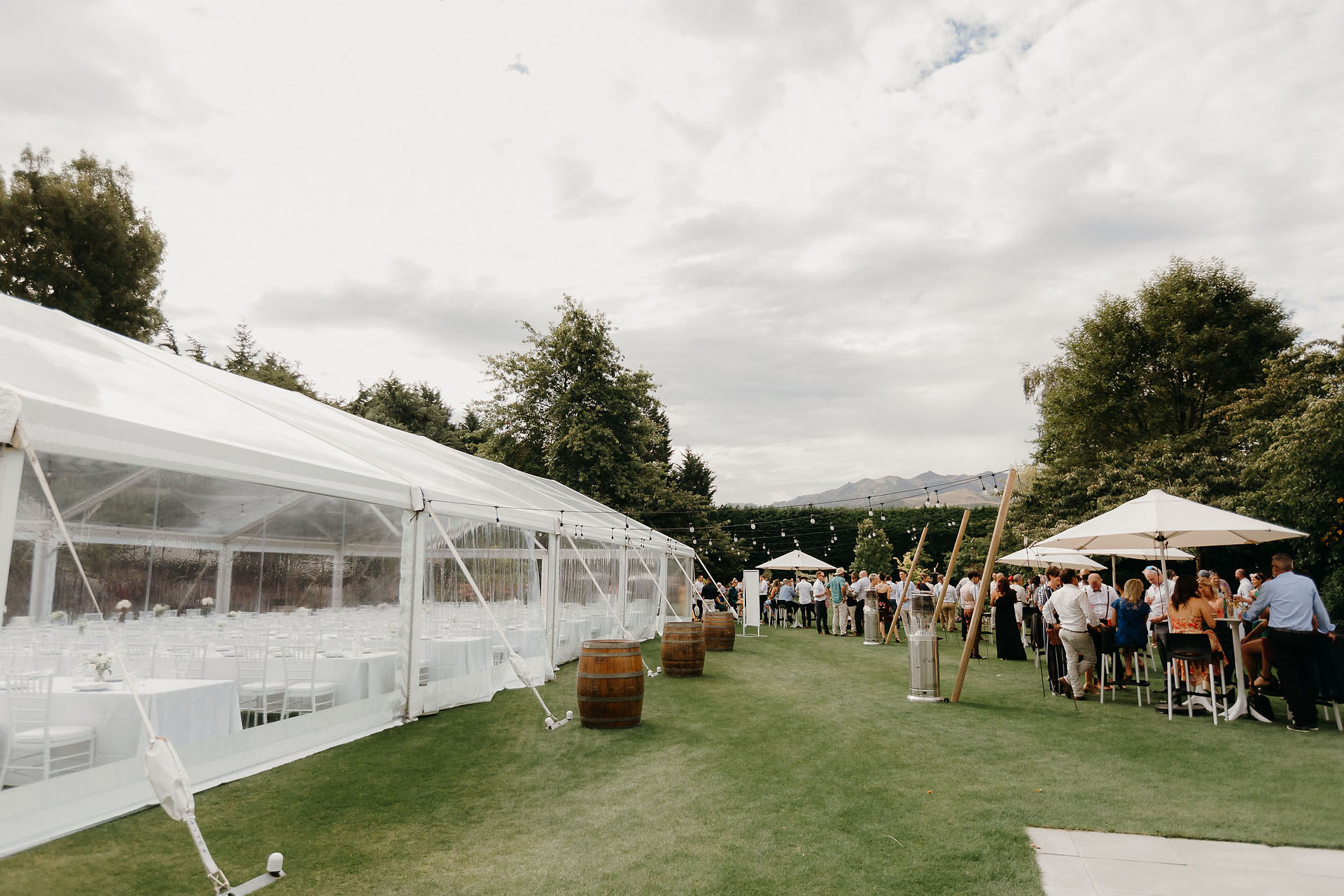 Relaxed cocktail hour at a North Canterbury wedding
