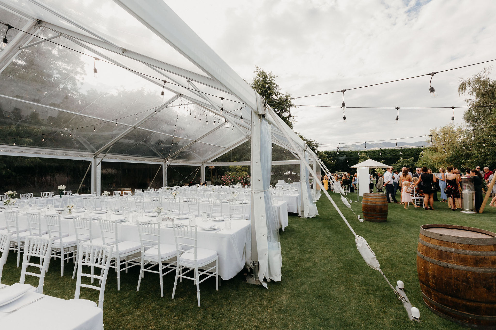 Clear marquee wedding reception at Joheen Estate