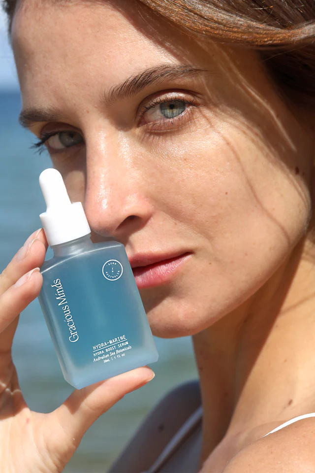 blue hydra boost serum in glass jar