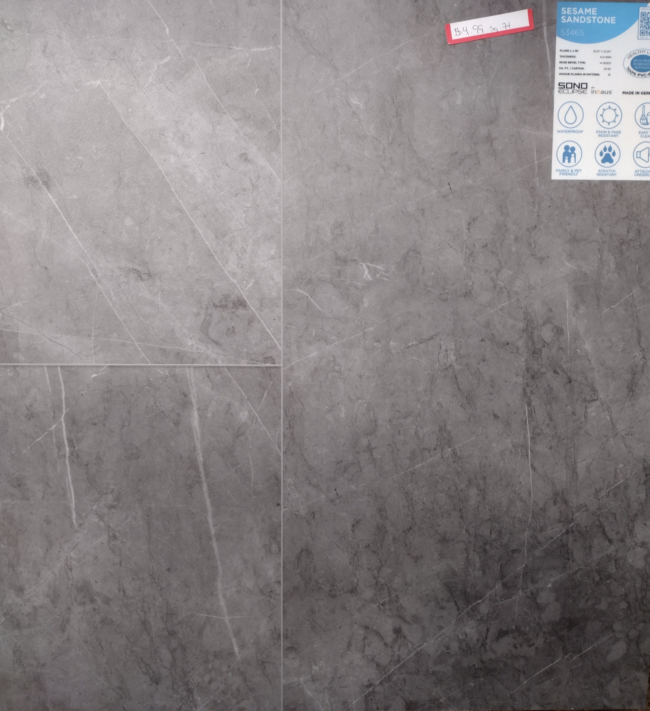 Sono vinyl plank $4.99 sq ft