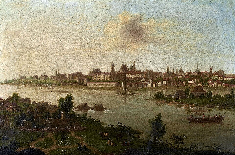 View of Warsaw from Praga by Gottlieb Schiffner, 1783. In the public domain. Retrieved from WikiMedia Commons here.