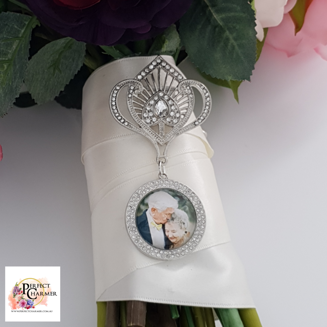 Silver & Rhinestone Leaf Brooch with Antique Silver & Rhinestone Single