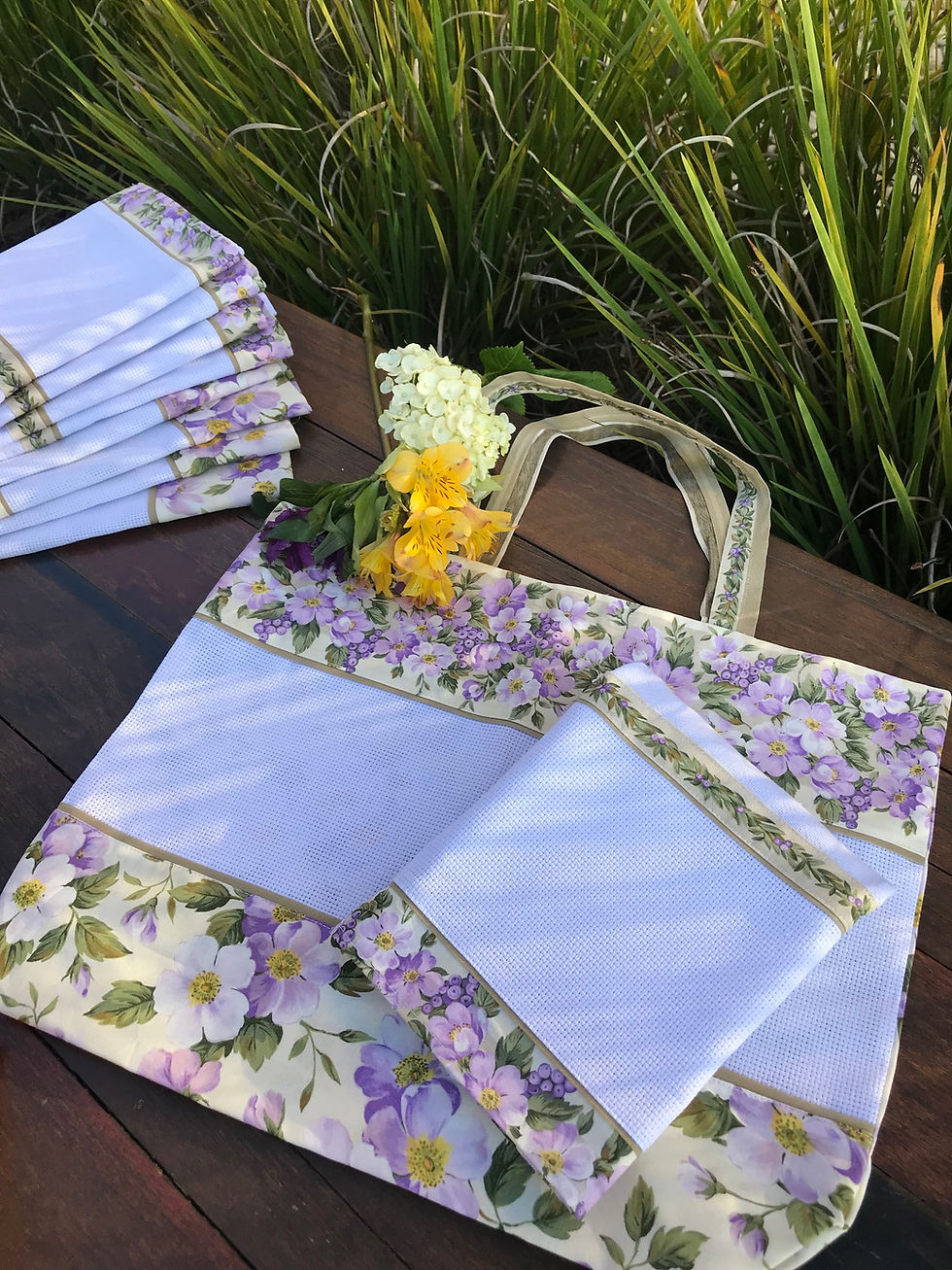 Miniatura: Kit pra bordar Ecobag Flowers