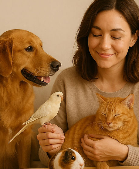 pet parent with her pets