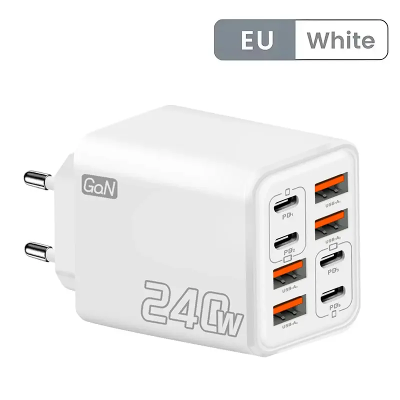 Miniaturbild: 240W GaN USB C Charger Phone Charger Power Adapter 8 in 1 Fast Charging