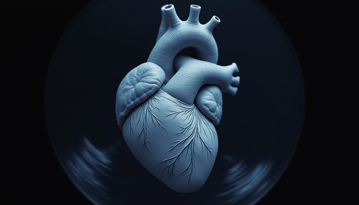 Close-up ultrasound image showing fetal heart with focus on left ventricle function