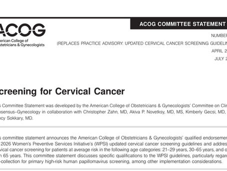 ACOG 2026 UPDATES: CERVICAL CANCER SCREENING