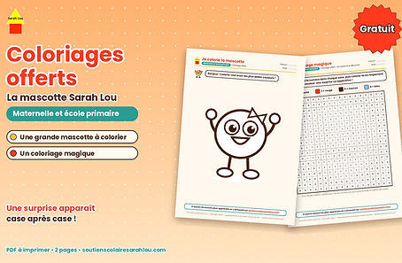 Coloriages offerts de la mascotte Sarah Lou Coloriage magique avec code couleur, pour la maternelle et