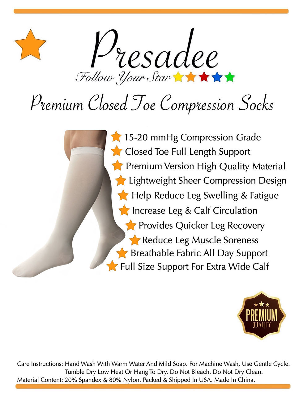 Thumbnail: Traditional Closed Toe Premium Sheer 15-20 mmHg Moderate Compression Leg Socks