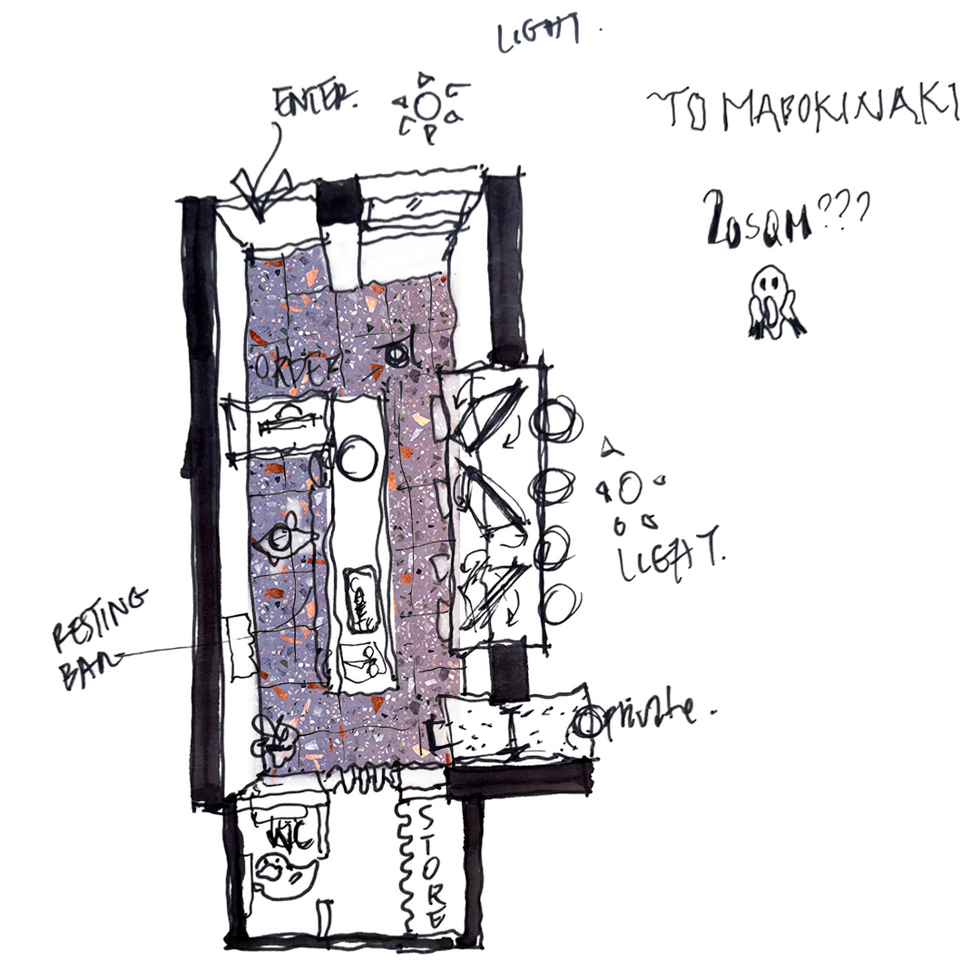 Concept Sketch of a Cafe Renovation by WhyStudio
