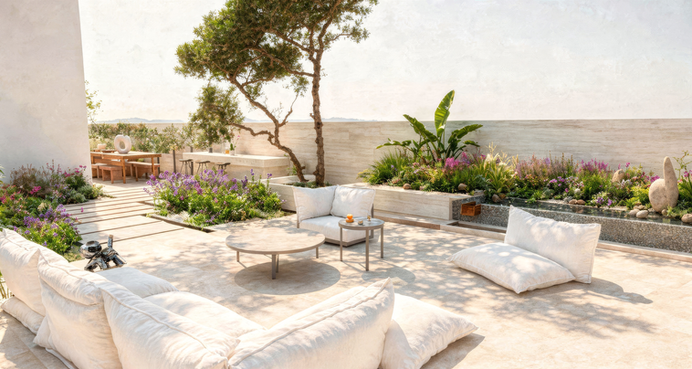 Minimal Lounge at Mediterranean Setting